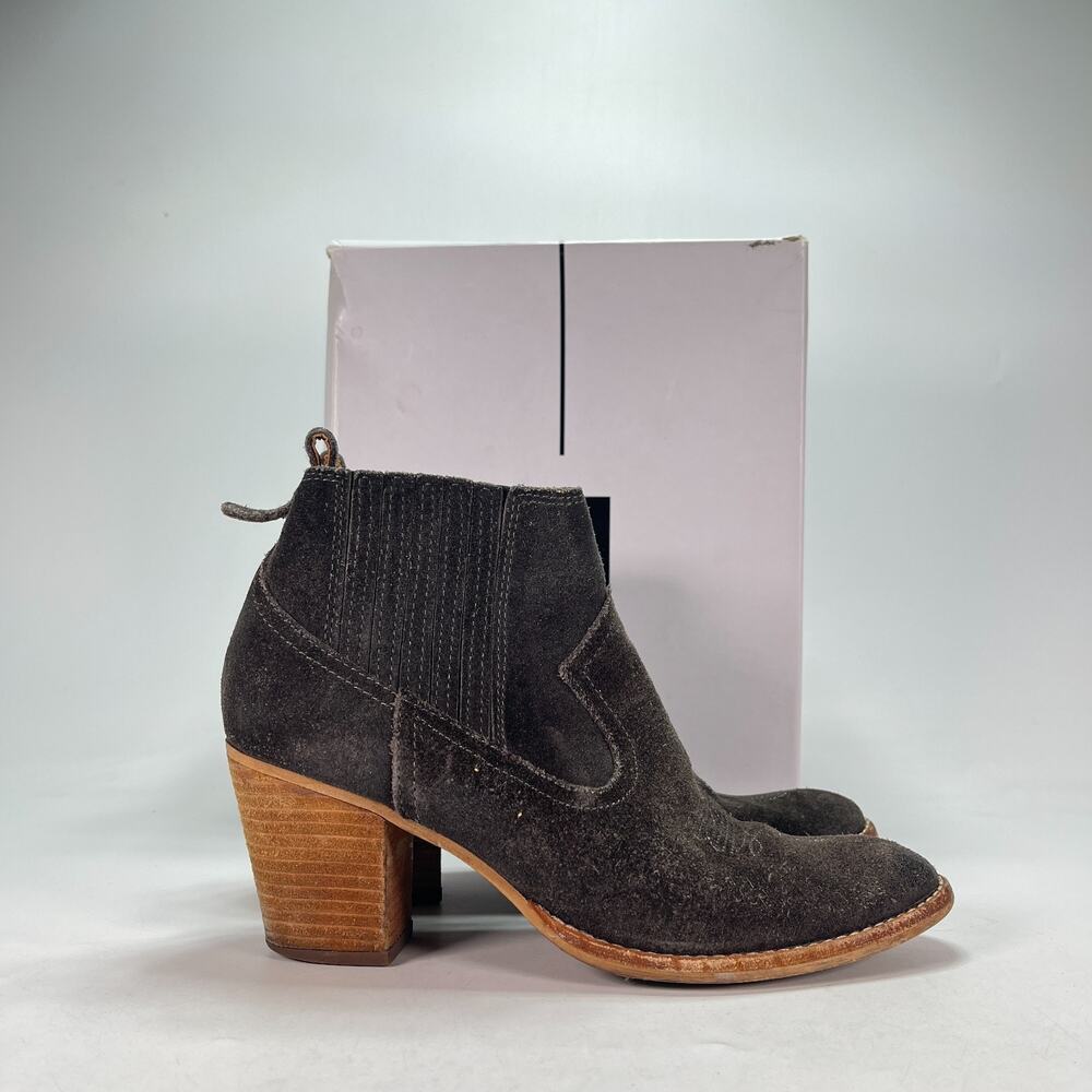 Dolce Vita Jones Anthracite Suede Western Block Heel Ankle Booties Womens Sz 7.5